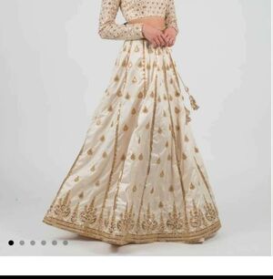 The Saree Room Cream and Gold Women's Marina skirt